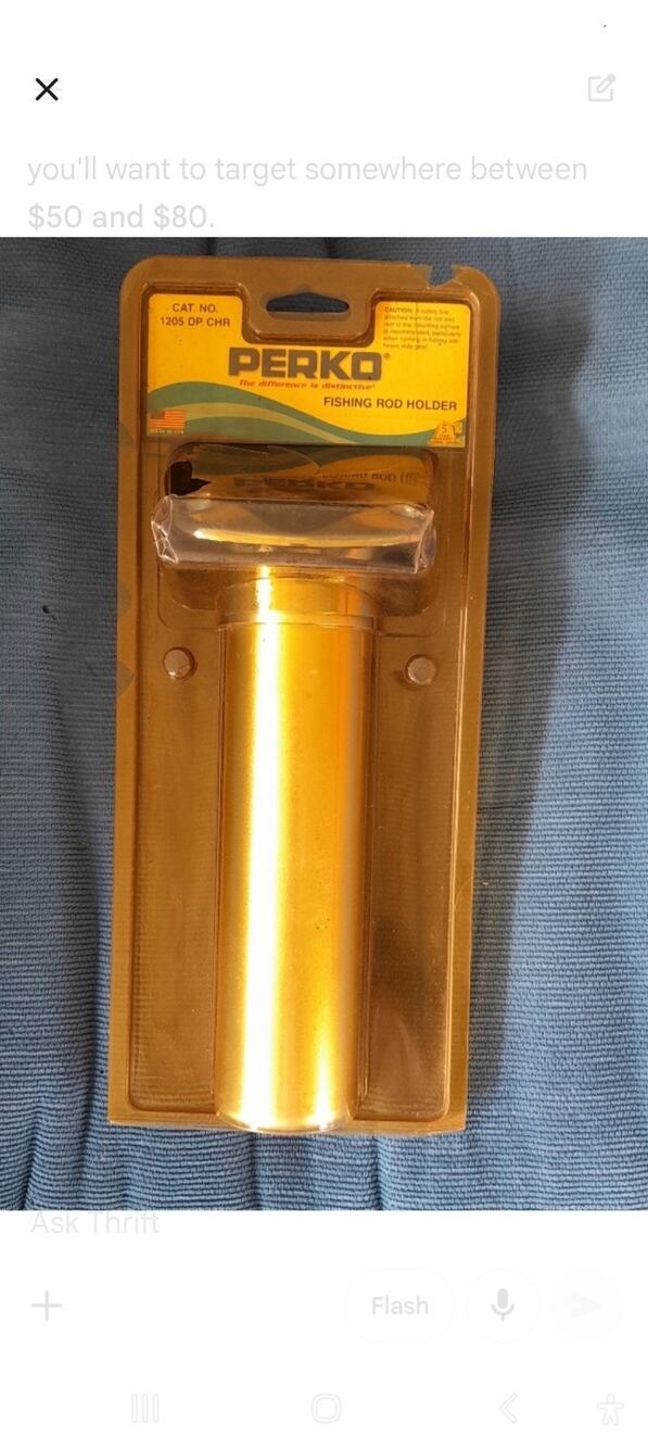 Perko 1205 DP CHR Flush Mount Fishing Rod Holder Vintage NOS Cracked Packaging